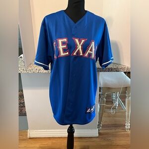 Majestic Royal Blue TEXAS RANGERS BASEBALL JERSEY